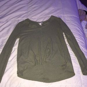 Green, Arizona Jean, waffle knitted sweater